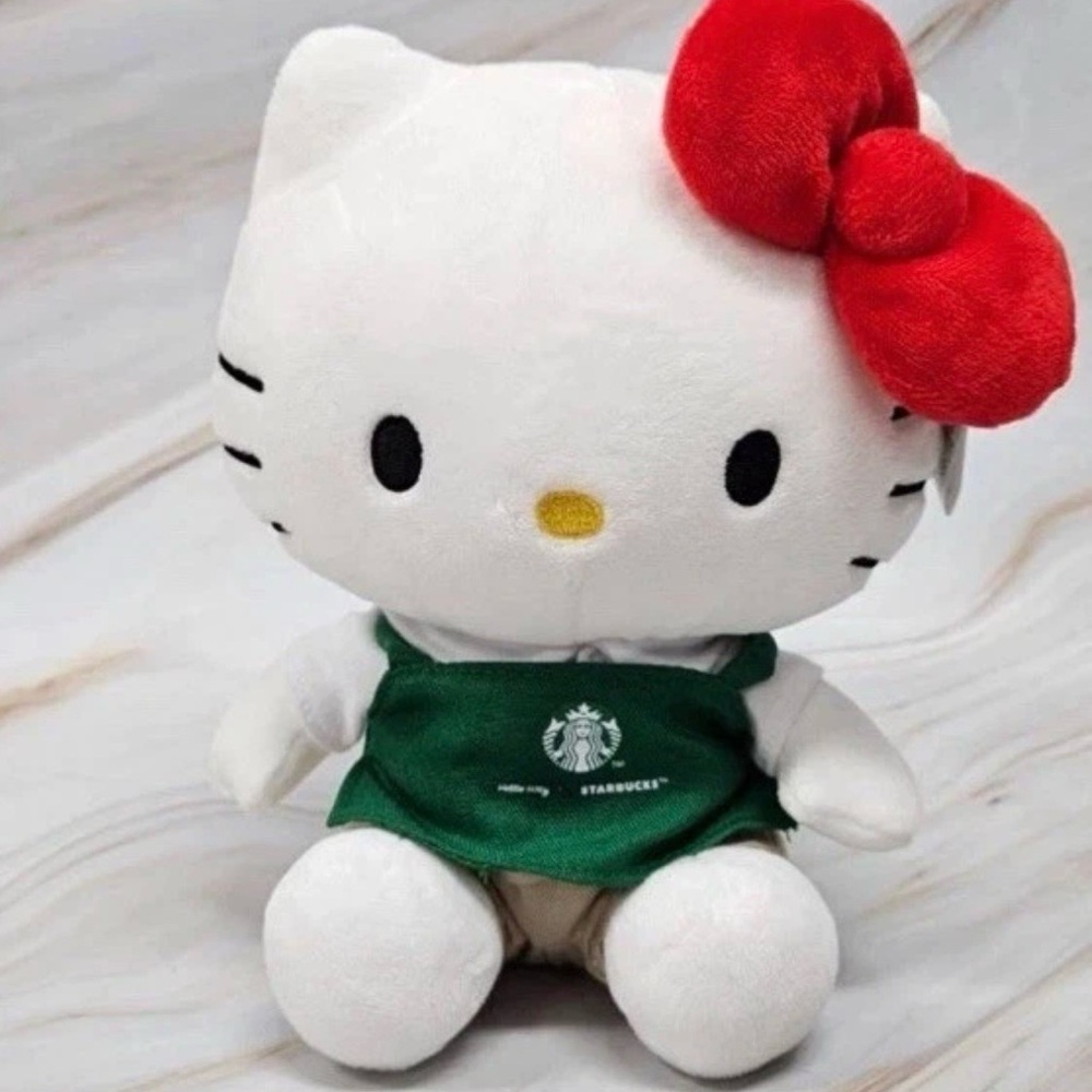 NEW Starbucks Hello Kitty Plush with Red Bow and Green Apron - Picture 4 of 4
